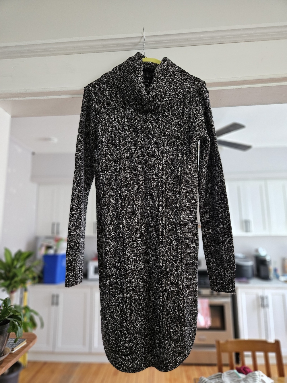Marled Black & White Cowl Neck Sweater Dress